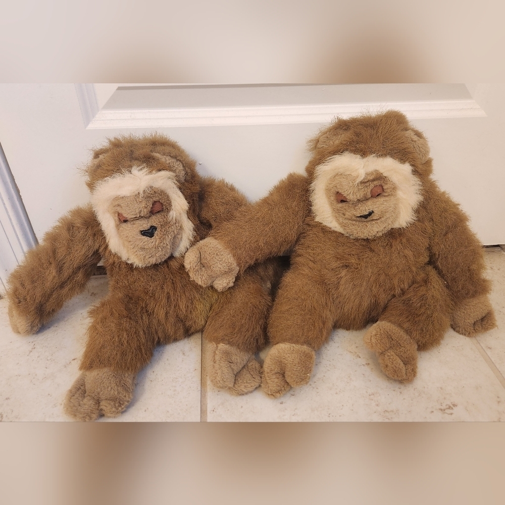 Vtg KB Toys‎ Monkey Plush Set Of 2 1985 12" #AA
